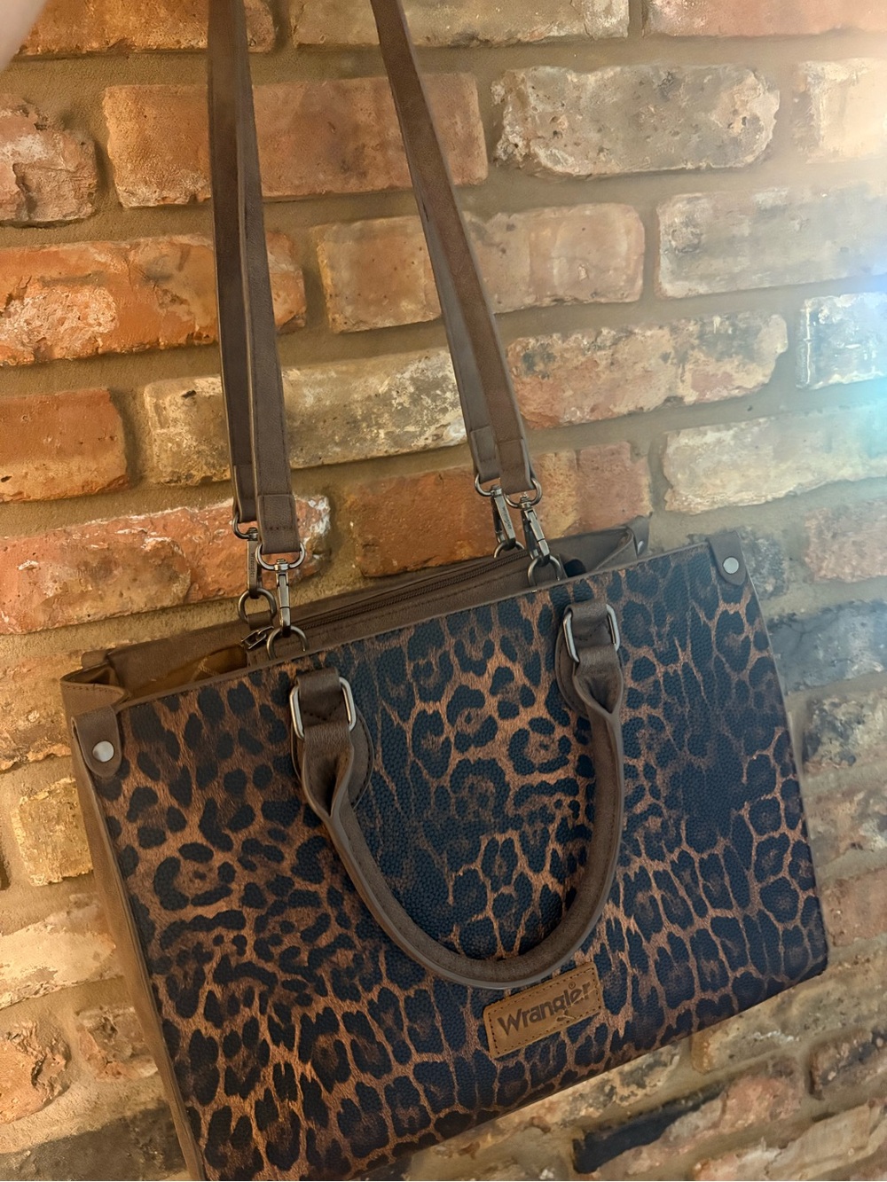 Wrangler Leopard-Print Tote in Brown and Black
